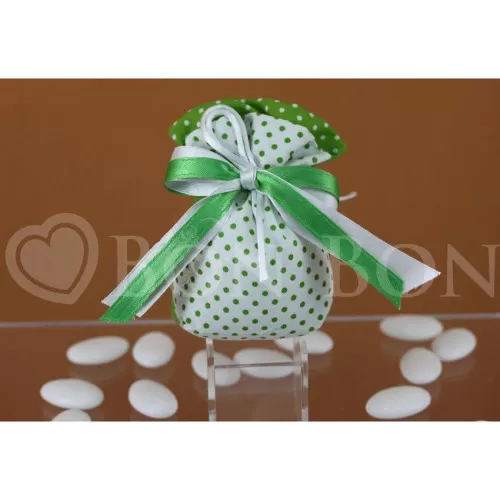 Sacchetto prima comunione pois verde busta sfalsata Liete Creazioni - 1