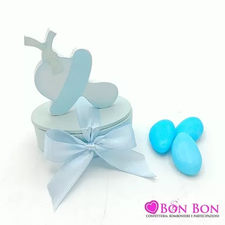 Bomboniera in offerta scatoletta in legno ciuccio celeste - 1
