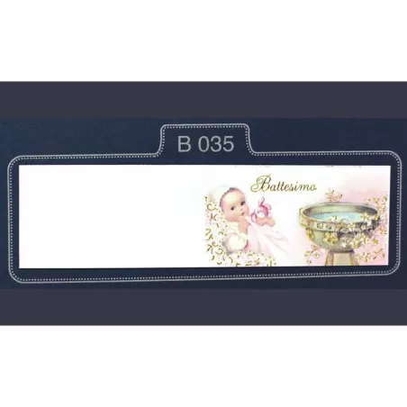Confezione da 20 bigliettini confetti per battesimo bimba con fonte battesimale - 1