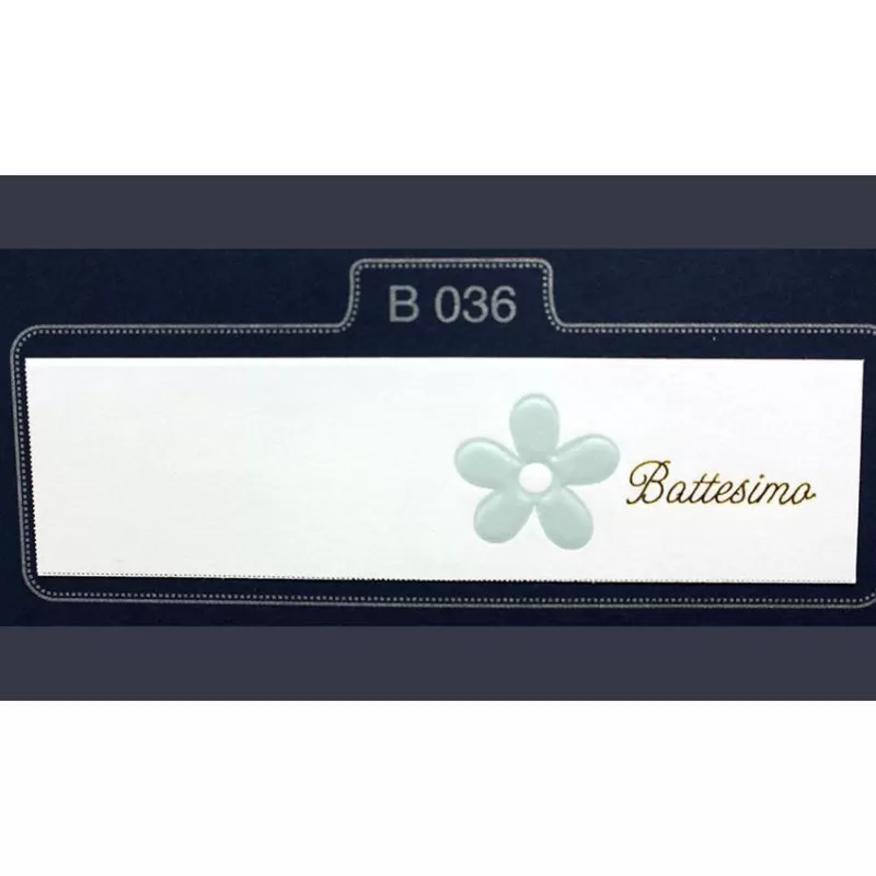Confezione 20 bigliettini per battesimo con fiore celeste - 1