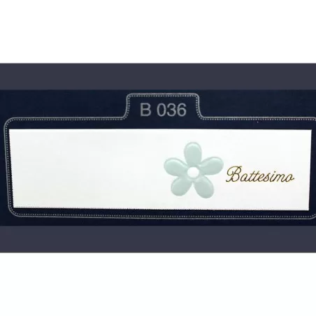 Confezione 20 bigliettini per battesimo con fiore celeste - 1