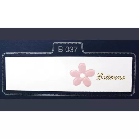 Confezione 20 bigliettini per battesimo con fiore rosa - 1