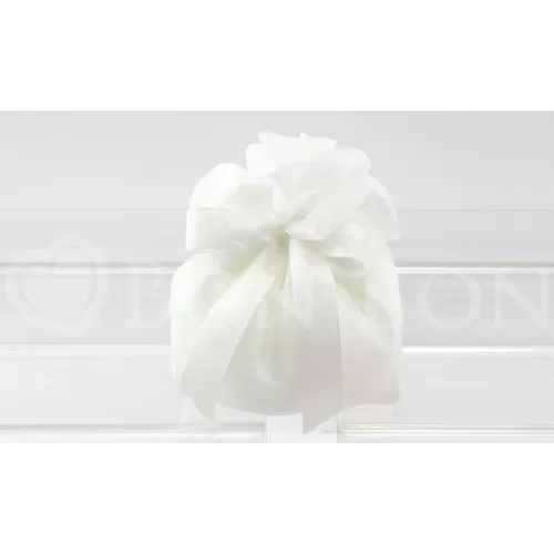 Sacchetto matrimonio organza fagotto grande avorio con rosa Liete Creazioni - 1