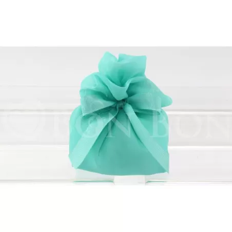 Sacchetto matrimonio 2027 organza fagotto grande tiffany con rosa Liete Creazioni - 1