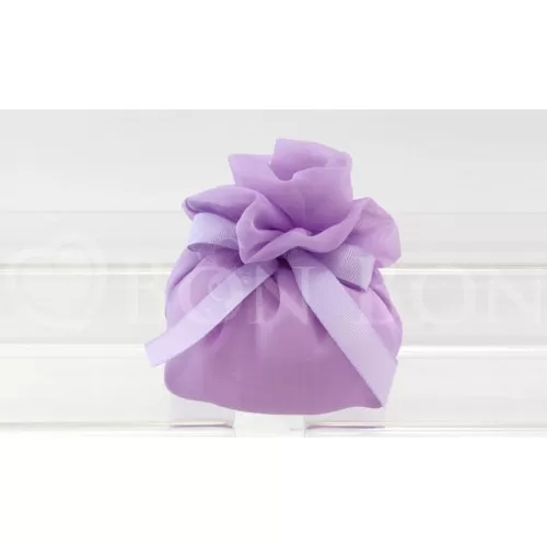 Sacchetto matrimonio 2028 organza fagotto grande Lilla con rosa Liete Creazioni - 1
