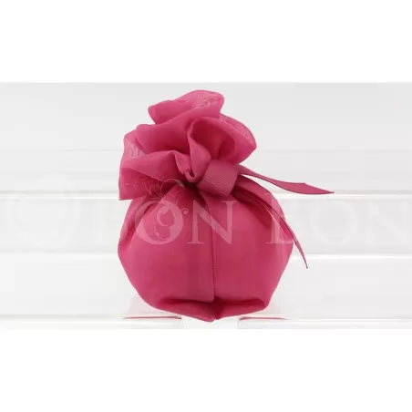Sacchetto matrimonio 2029 organza fagotto grande Fuxia con rosa Liete Creazioni - 2