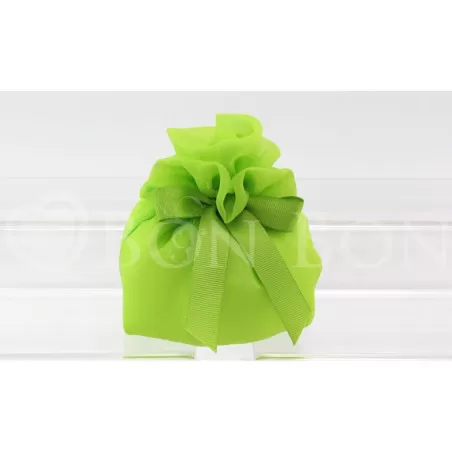Sacchetto matrimonio 2030 organza fagotto grande Verde con rosa Liete Creazioni - 1