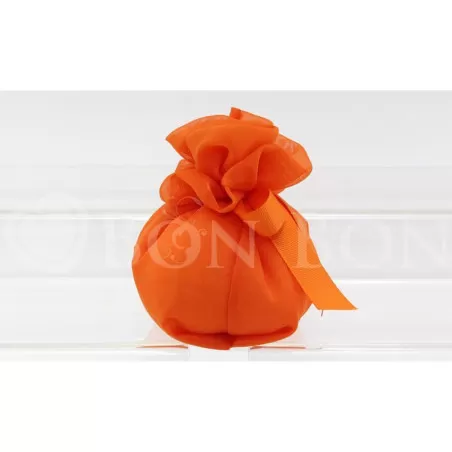 Sacchetto matrimonio 2031 organza fagotto grande Arancio con rosa Liete Creazioni - 2