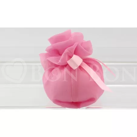 Sacchetto nascita e battesimo 2032 organza fagotto grande rosa Liete Creazioni - 2