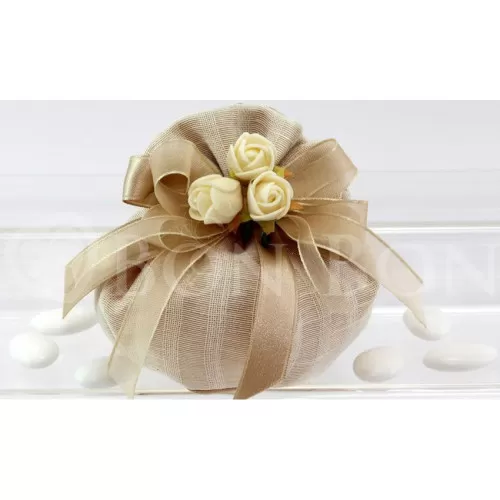 Sacchetto matrimonio 2061 misto natura ecrù bustone con tondino Liete Creazioni - 1