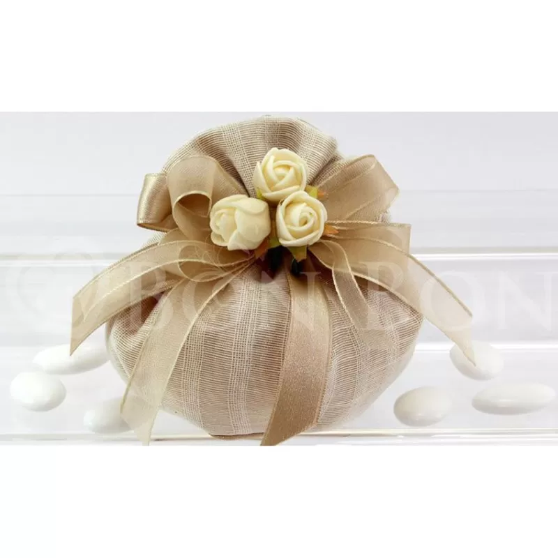 Sacchetto matrimonio 2061 misto natura ecrù bustone con tondino Liete Creazioni - 1