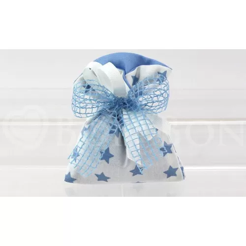Sacchetto nascita e battesimo 2150 stellina celeste busta incrocio Liete Creazioni - 1