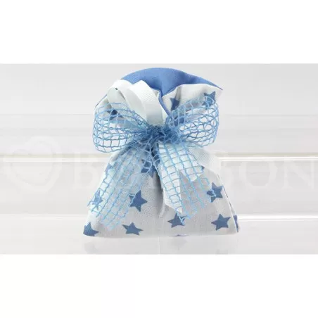 Sacchetto nascita e battesimo 2150 stellina celeste busta incrocio Liete Creazioni - 1