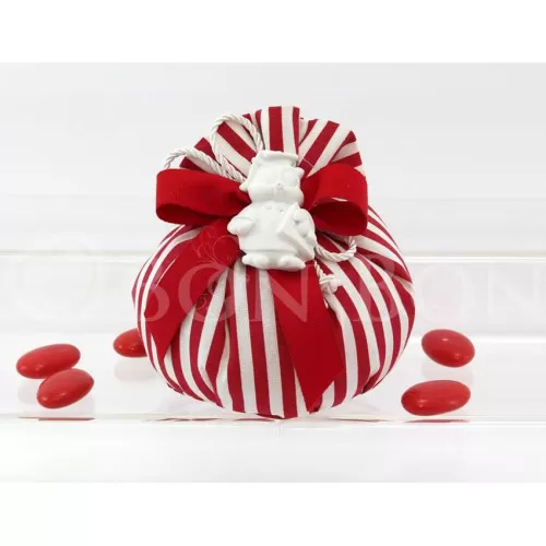 Sacchetto laurea righe rosso bustone con tondino Liete Creazioni - 1