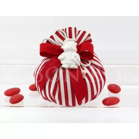 Sacchetto laurea righe rosso bustone con tondino Liete Creazioni - 1