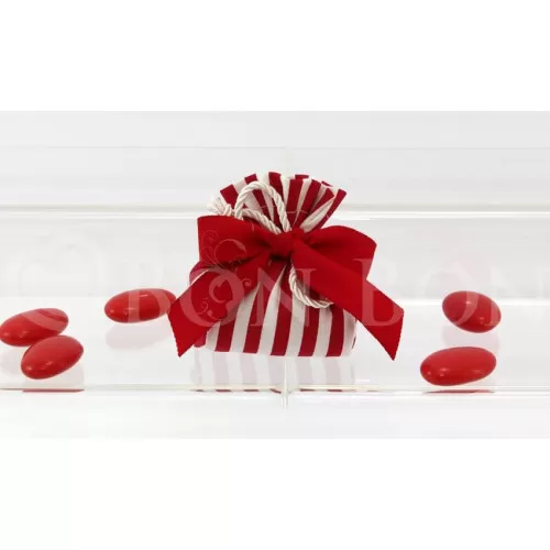 Sacchetto laurea righe rosso fagottino Liete Creazioni - 1