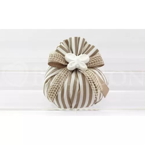Sacchetto matrimonio 2169 righe nocciola bustone con tondino Liete Creazioni - 1