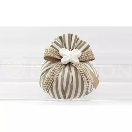 Sacchetto matrimonio 2169 righe nocciola bustone con tondino Liete Creazioni - 1