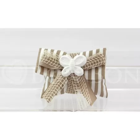 Sacchetto matrimonio 2172 righe nocciola busta lettera Liete Creazioni - 1