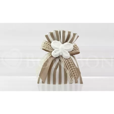 Sacchetto matrimonio 2173 righe nocciola busta Liete Creazioni - 1