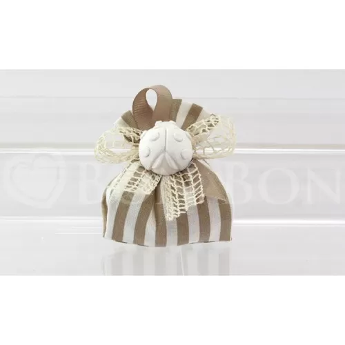 Sacchetto matrimonio 2174 righe nocciola fagottino Liete Creazioni - 1