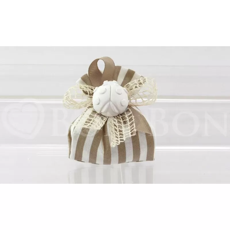 Sacchetto matrimonio 2174 righe nocciola fagottino Liete Creazioni - 1
