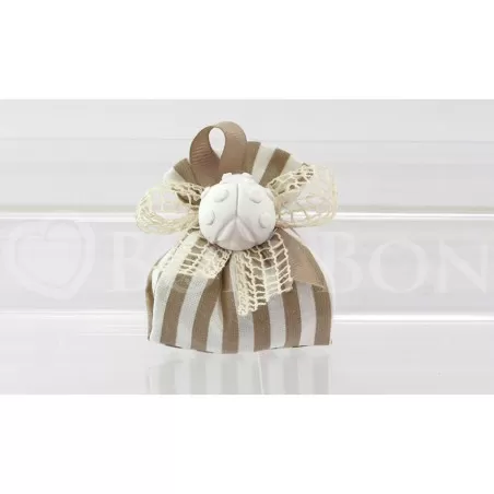 Sacchetto matrimonio 2174 righe nocciola fagottino Liete Creazioni - 1