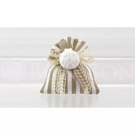 Sacchetto matrimonio 2175 righe nocciola busta piccola Liete Creazioni - 1