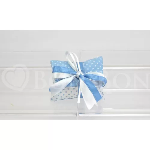 Sacchetto nascita e battesimo 1900 pois celeste busta lettera piccola Liete Creazioni - 1