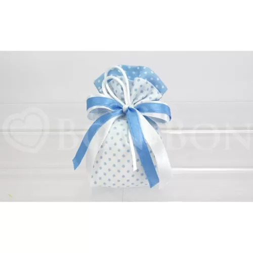 Sacchetto nascita e battesimo 1901 pois celeste busta sfalsata Liete Creazioni - 1