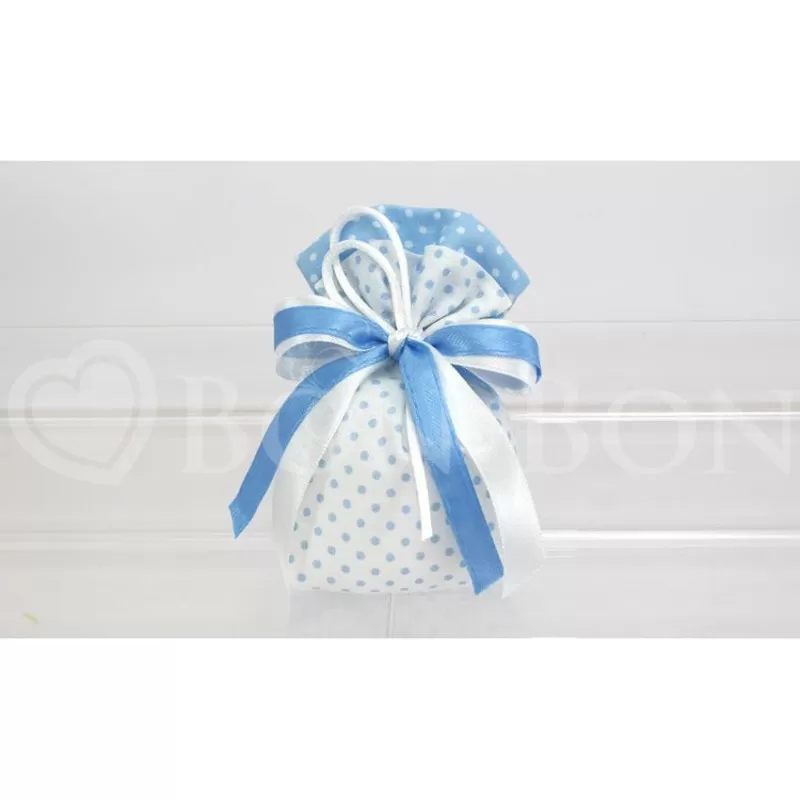 Sacchetto nascita e battesimo 1901 pois celeste busta sfalsata Liete Creazioni - 1