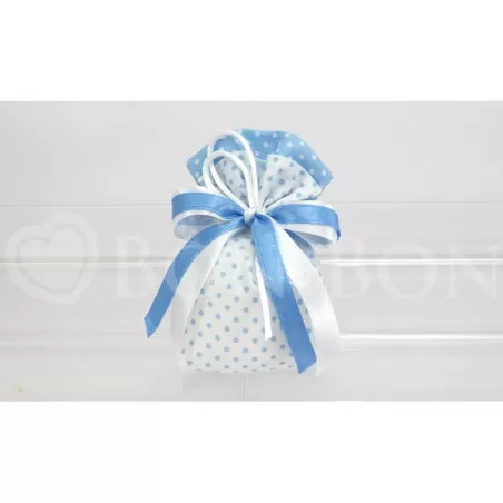 Sacchetto nascita e battesimo 1901 pois celeste busta sfalsata Liete Creazioni - 1