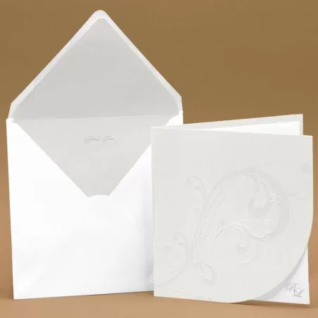 Partecipazione di nozze quadrata,copertina con decori e iniziali Ferdinando Fam - 1