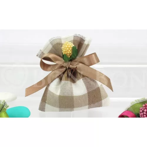 Sacchetto compleanno e prima comunione country marrone busta piccola Liete Creazioni - 1