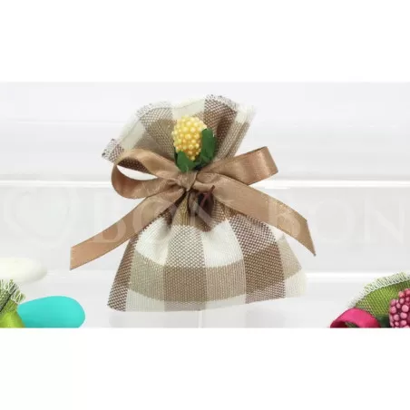 Sacchetto compleanno e prima comunione country marrone busta piccola Liete Creazioni - 1