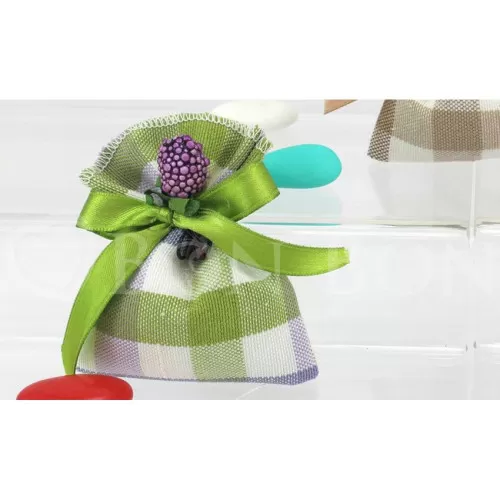 Sacchetto compleanno e prima comunione country verde e lilla busta piccola Liete Creazioni - 1