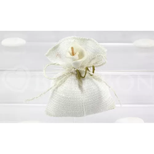 Sacchetto matrimonio linone panna busta piccola Liete Creazioni - 1