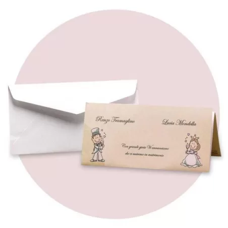 Partecipazione di nozze pop-up con sposi su foglio piegato a tre Ferdinando Fam - 1