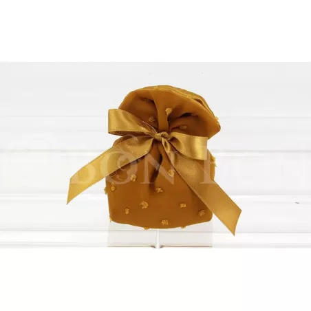 Sacchetto nozze d'oro chiffon floccato oro busta base rettangolare Liete Creazioni - 1