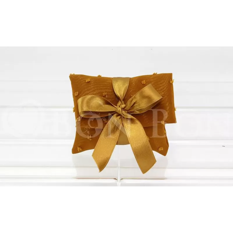 Sacchetto nozze d´oro chiffon floccato oro busta lettera piccola Liete Creazioni - 1