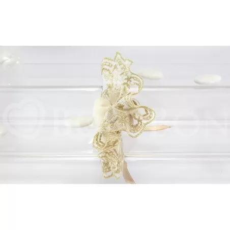 Sacchetto Matrimonio 2638 Lino Panna e Merletto Centrino Piccolo Liete Creazioni - 2