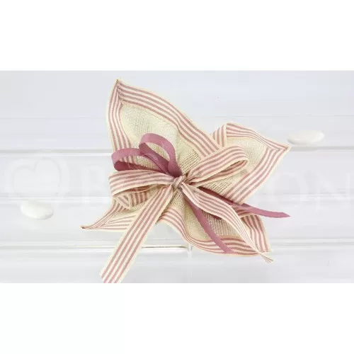 Sacchetto nascita e battesimo 2679 linone rosa Fazzoletto Liete Creazioni - 1