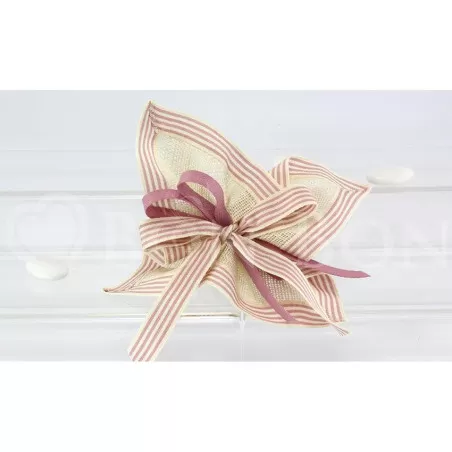 Sacchetto nascita e battesimo 2679 linone rosa Fazzoletto Liete Creazioni - 1