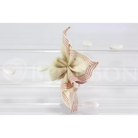 Sacchetto nascita e battesimo 2679 linone rosa Fazzoletto Liete Creazioni - 2