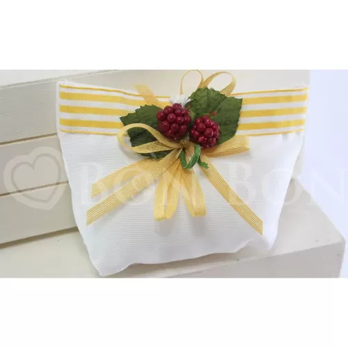 Sacchetto Prima Comunione rigatino bianco Pochette Liete Creazioni - 1