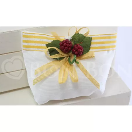 Sacchetto Prima Comunione rigatino bianco Pochette Liete Creazioni - 1