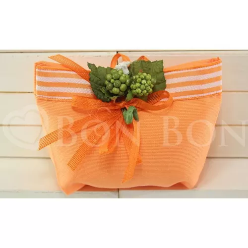 Sacchetto Compleanno rigatino arancio Pochette Liete Creazioni - 1