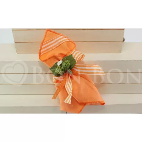 Sacchetto Compleanno rigatino arancio Quadrato Liete Creazioni - 1