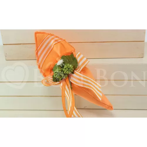 Sacchetto Prima Comunione rigatino arancio Cono Liete Creazioni - 1