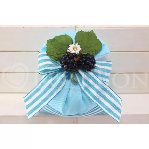 Sacchetto Compleanno rigatino turchese Medio Liete Creazioni - 1